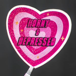 Horny & Depressed - glitter sticker
